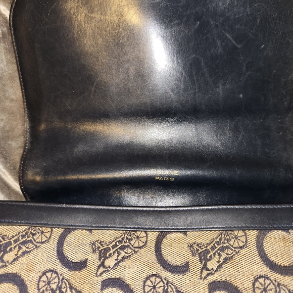 Celine Tan & Black Signature C Logo Crossbody with Gold Hardware - Picture 6 of 9